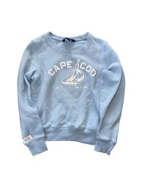 Polo Ralph Lauren Girls L 12-14 Cape Cod Sweatshirt Blue Graphic Pullover EUC